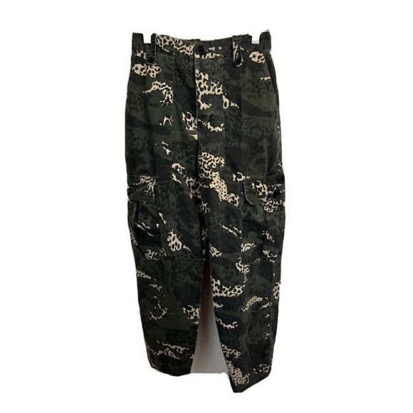 Zadig & Voltaire Pants S Women Pilote Camo Leo Green Ankle Cargo Cotton Blend 36 - Picture 1 of 8